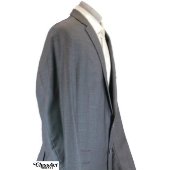 Calvin Klein Slim Fit 2 Piece Suit Mens Gray 2 Button Wool 48R Flat Fronts 40" W - Picture 5 of 12
